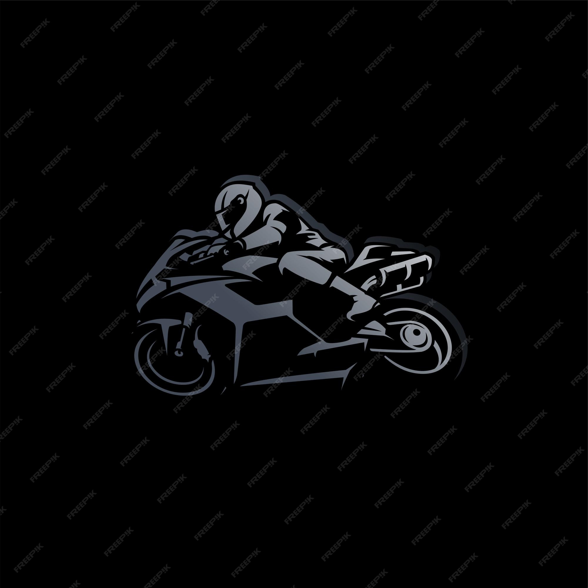 Vector de ilustración de carreras de motos de motociclista en fondo negro |  Vector Premium