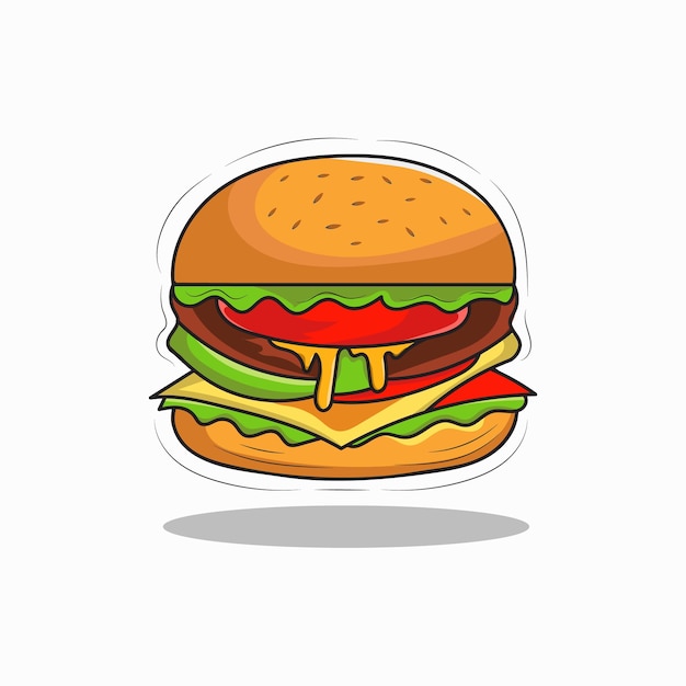 Vector de ilustración de cartón de hamburguesa