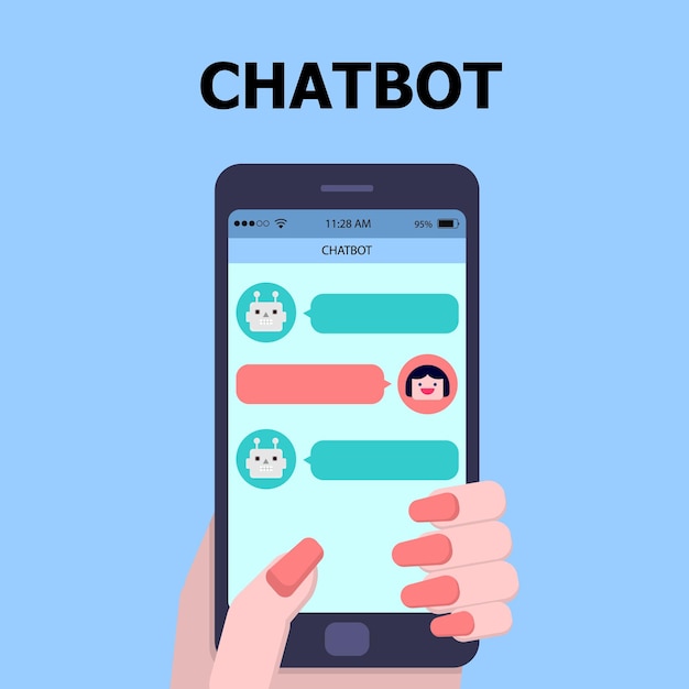 Vector de ilustración de chat automático por robot como concepto