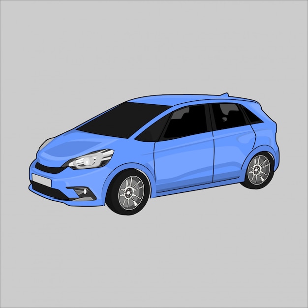 Vector ilustración ciudad coche honda jazz