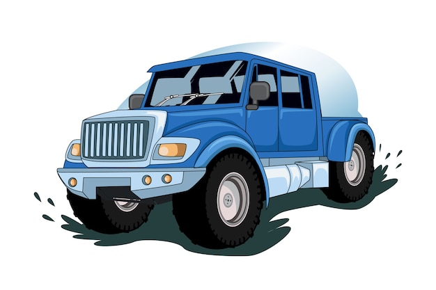 Vector de ilustración de coche de camión monstruo azul