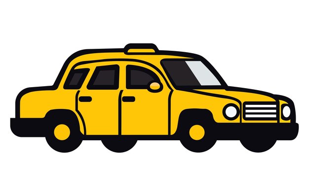 Vector de ilustración de coche de taxi Ilustración plana de coche de taxi amarillo