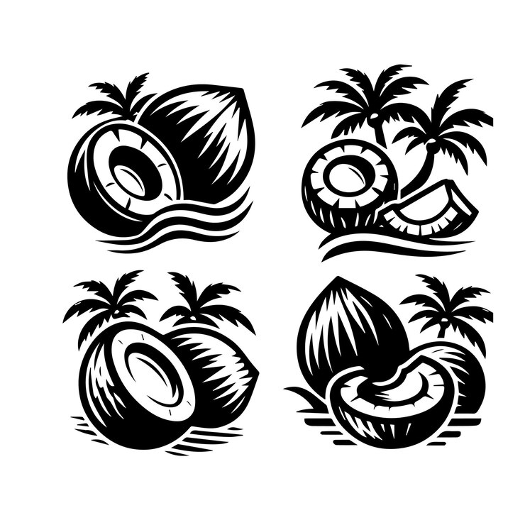 Vector vector de ilustración de coco en fondo blanco