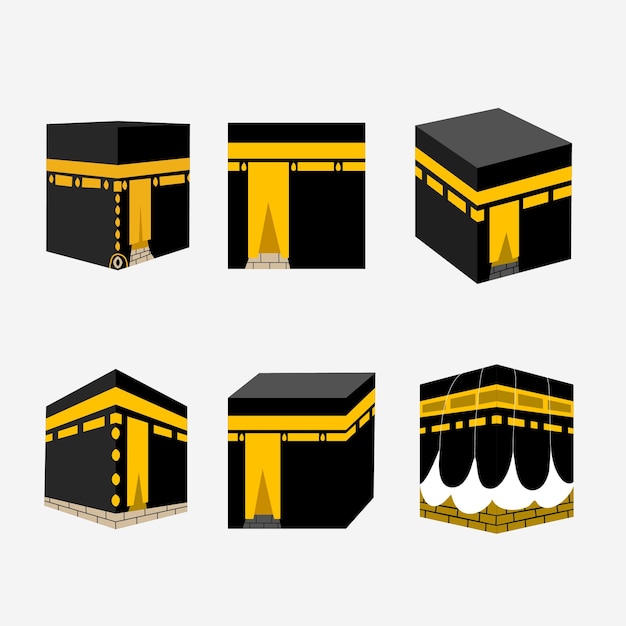 vector de ilustración de colecciones de mezquita hajj kaaba