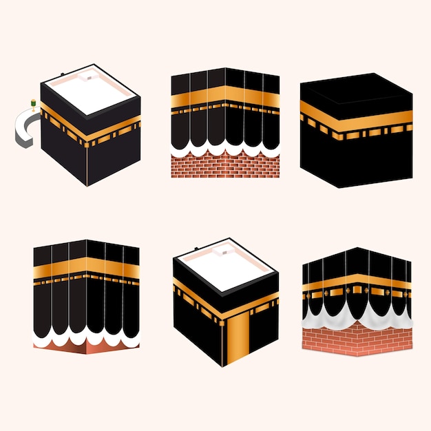 vector de ilustración de colecciones de mezquita hajj kaaba