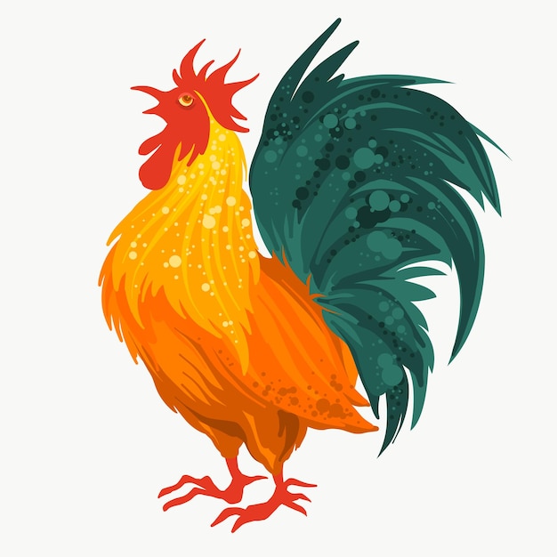 Vector ilustración colorida de gallo rojo símbolo de gallo de fuego del pájaro de fuego de año nuevo chino