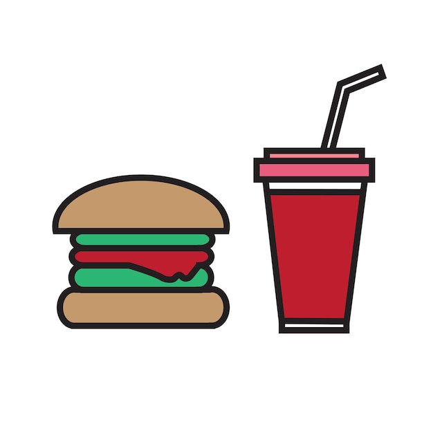 Vector de ilustración de comida y bebida de icono