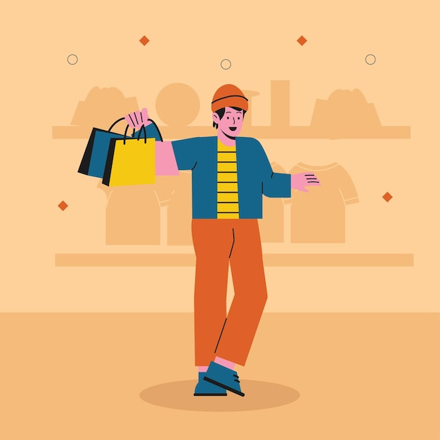 Vector de ilustración de compras planas