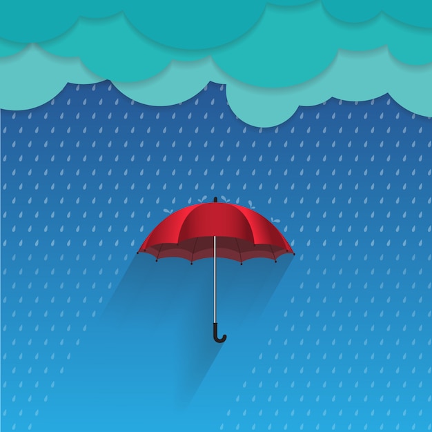 Vector ilustración concepto 3d proteger la lluvia por paraguas