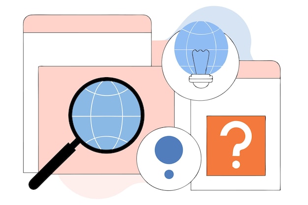 Vector de ilustración de concepto de búsqueda en fondo blanco