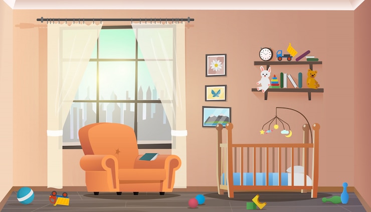 Vector vector ilustración concepto niños habitación interior