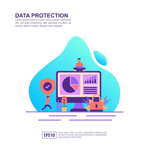 Vector ilustración concepto de protección de datos