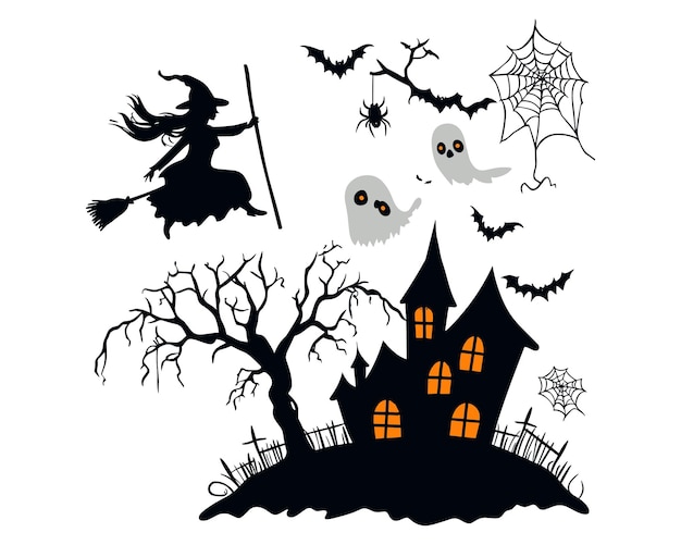 Vector de ilustración del conjunto de elementos de Halloween
