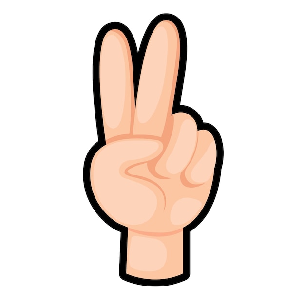 Vector de ilustración de conteo del dedo de la mano número dos