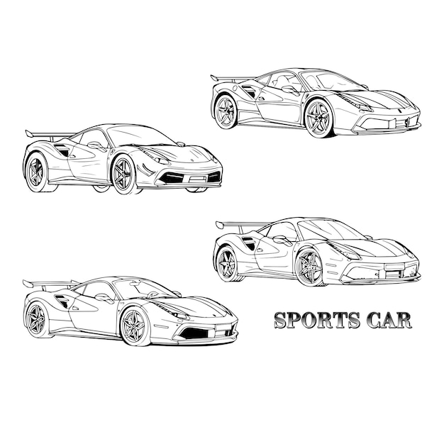 Vector de ilustración del contorno de un automóvil deportivo