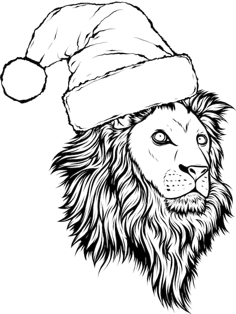 Vector de ilustración de contorno de cabeza de león
