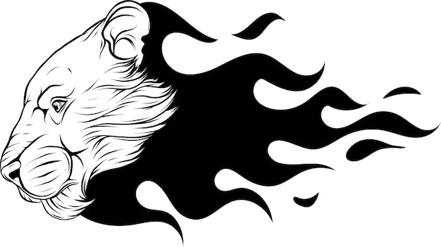 Vector de ilustración de contorno de cabeza de león