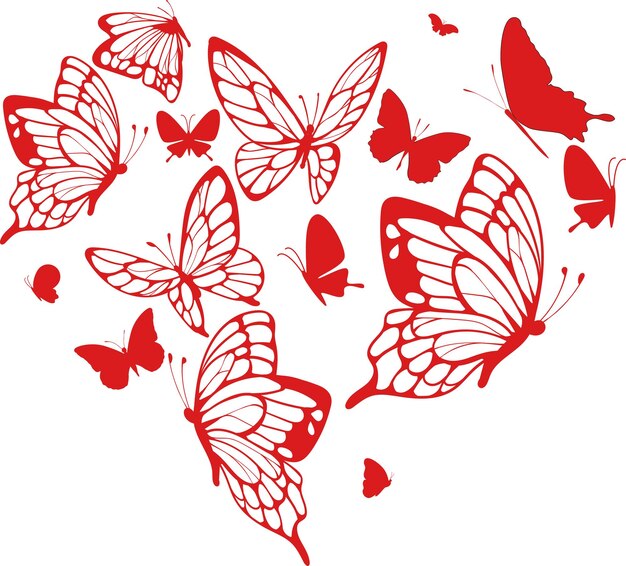 Vector de ilustración de corazón de mariposa svg ai