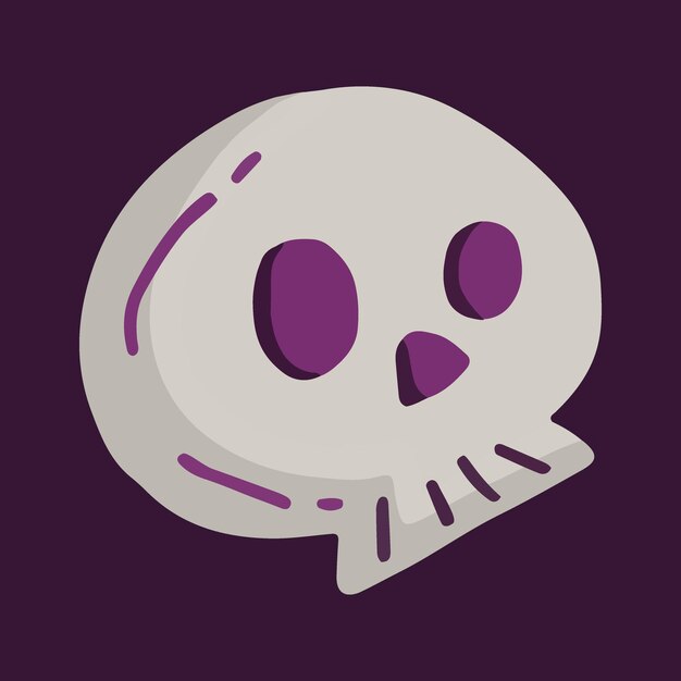 Vector ilustración de cráneo púrpura aislado en estilo de dibujos animados