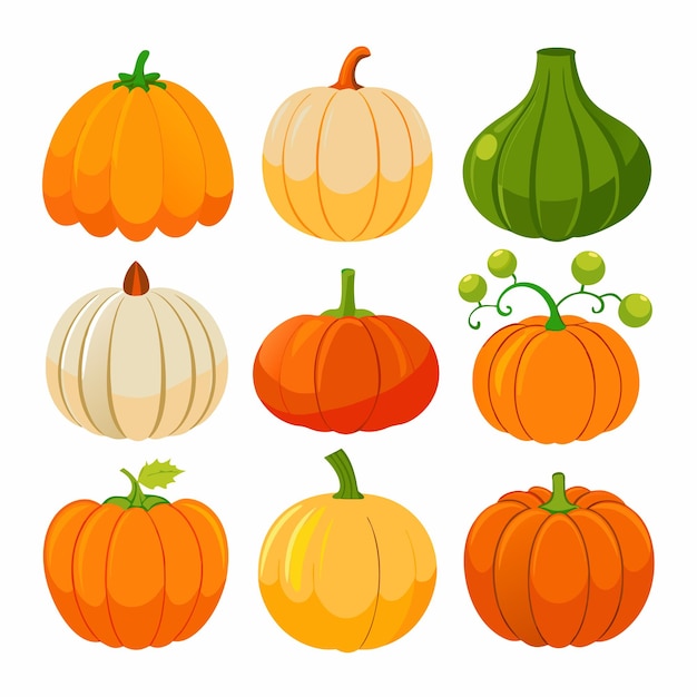 Vector de ilustración creativa de calabazas para el otoño y Halloween