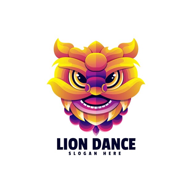 Vector de ilustración de la danza del león Logotipo colorido