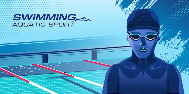 Vector de ilustración de deporte de natación fondo de natación para cartel de banner y volante