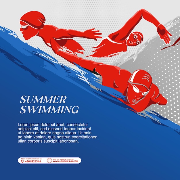 Vector de ilustración de deporte de natación Fondo de natación para cartel de banner y volante