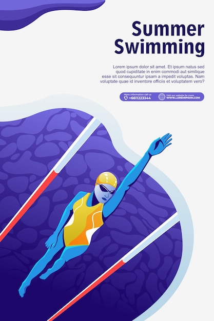 Vector de ilustración de deporte de natación Fondo de natación para cartel de banner y volante