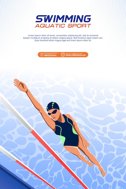 Vector de ilustración de deporte de natación fondo de natación para cartel de banner y volante