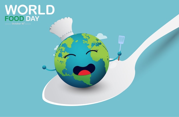 Vector de ilustración del día mundial de la alimentación, fondo colorido de alimentos.