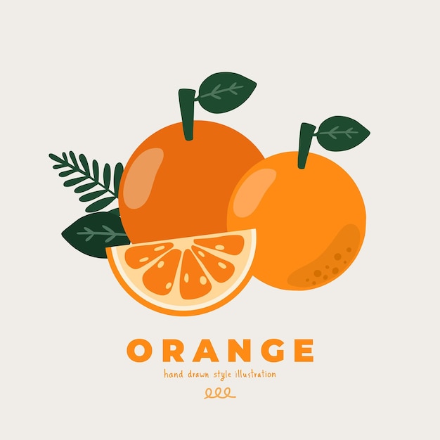 Vector de ilustración dibujado a mano de un motivo minimalista plano aislado y lindo diseño de doodlestyle naranja