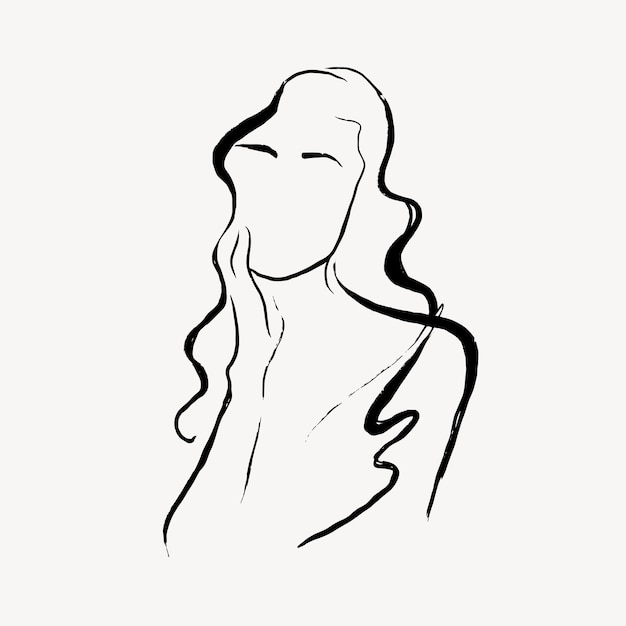 Vector de ilustración de dibujo de elementos de collage de mujer estética