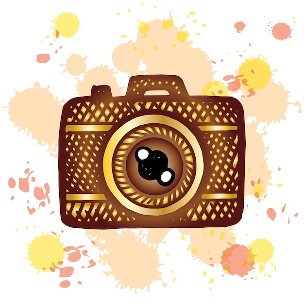 Vector de ilustración de dibujo de la mano del icono de la cámara