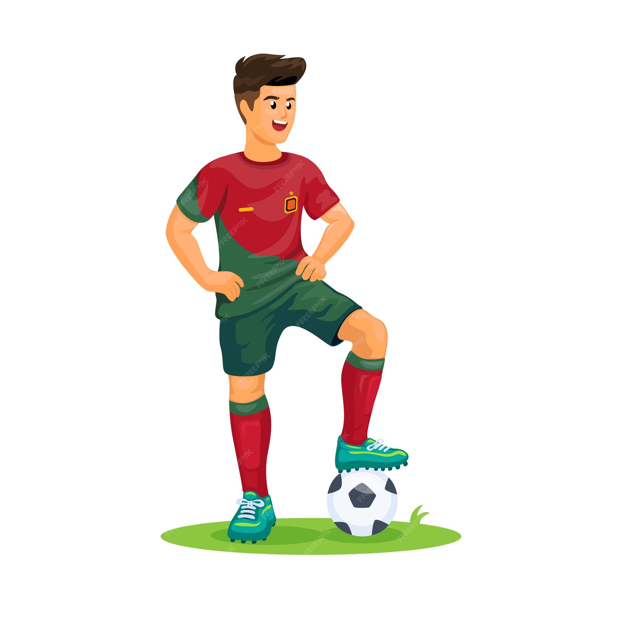 Vector de ilustración de dibujos animados de camiseta de equipo nacional de  atleta de fútbol de portugal | Vector Premium