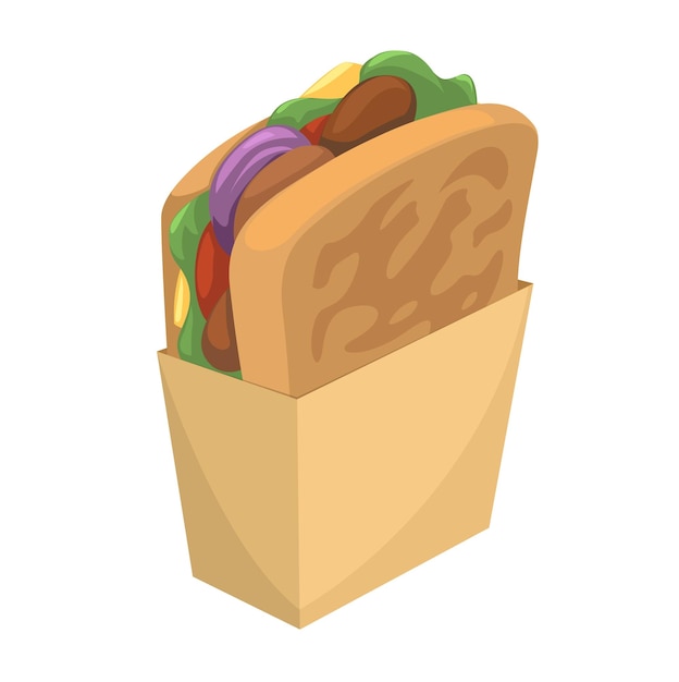 Vector vector de ilustración de dibujos animados de comida rápida para sándwiches de pan tostado