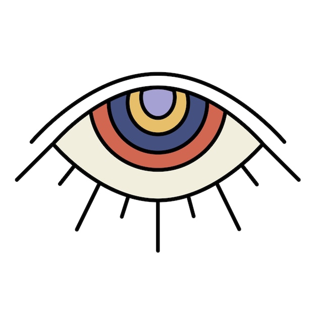 Vector ilustración de dibujos animados dibujados a mano del ojo