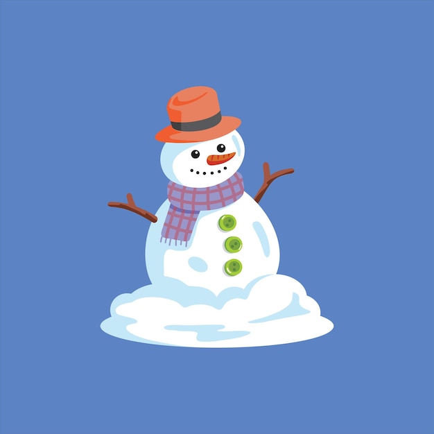 Vector de ilustración de dibujos animados de hombre de nieve