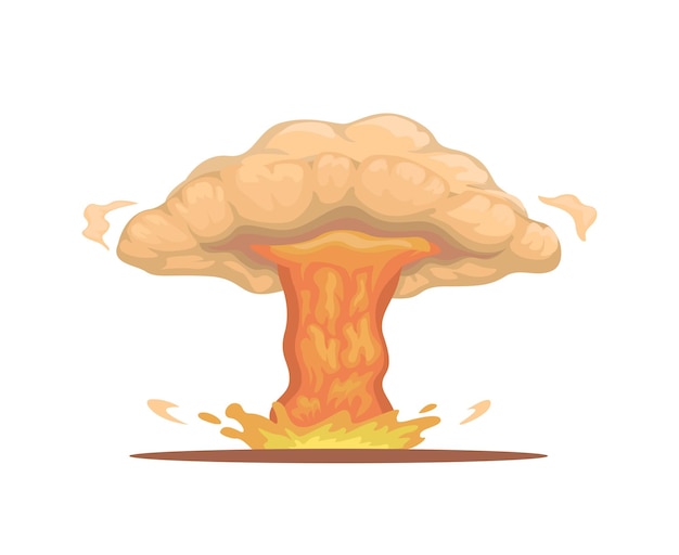 Vector Ilustración Dibujos Animados Humo Explosión Bomba Nuclear Radiactiva