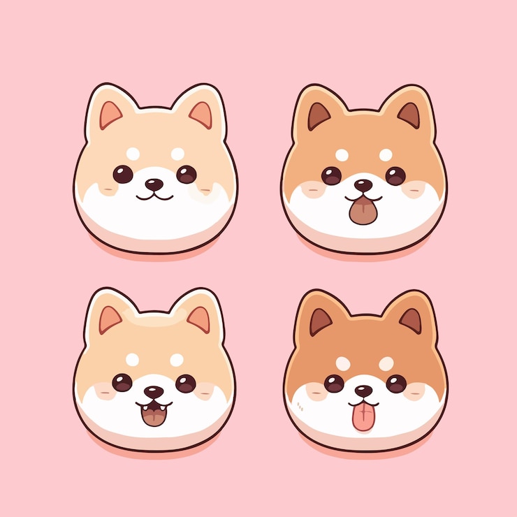 Vector vector de ilustración de dibujos animados lindo kawaii shiba inu perro