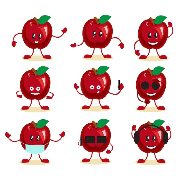 Vector de ilustración de dibujos animados de personaje de apple