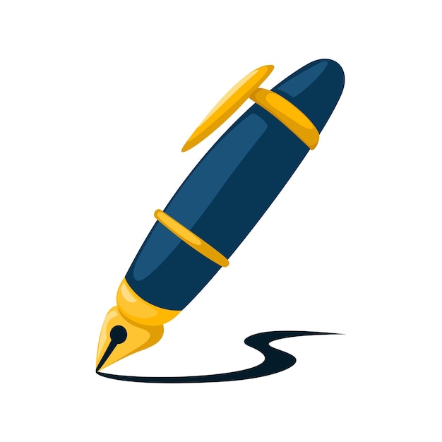 Vector de ilustración de dibujos animados de símbolo de escritura de tinta de pluma