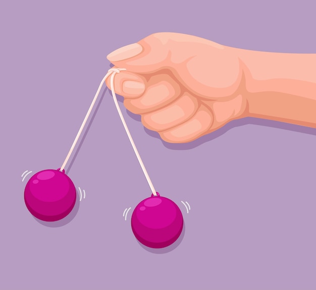 Vector de ilustración de dibujos animados de símbolo de juguete de bola de Latto-latto o clackers de mano