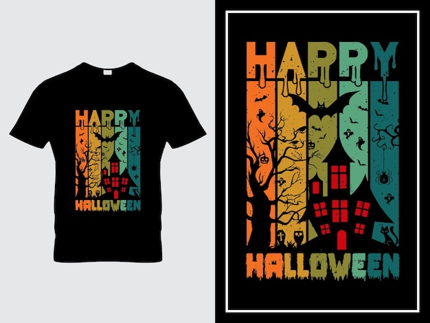 Vector de ilustración de diseño de camiseta de feliz Halloween