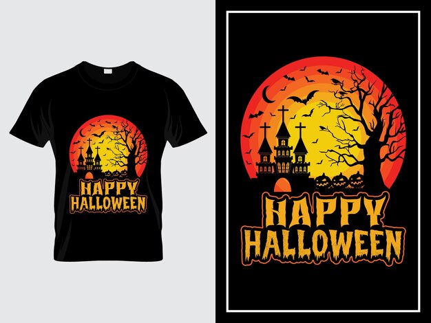 Vector de ilustración de diseño de camiseta gráfica de feliz Halloween