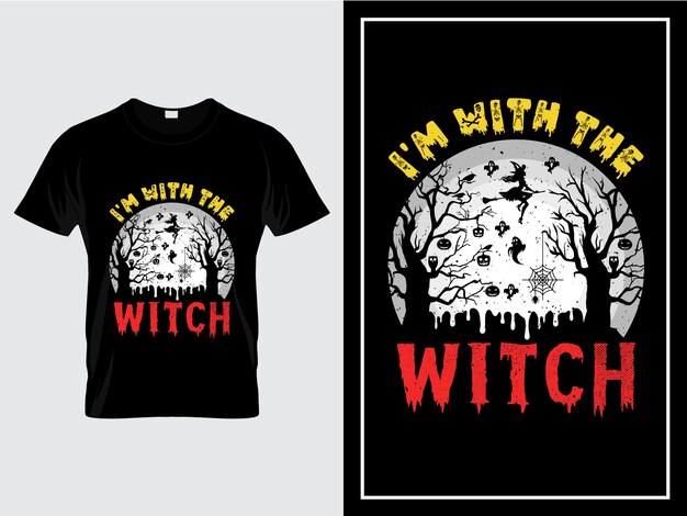 Vector de ilustración de diseño de camiseta de Halloween Estoy con la bruja