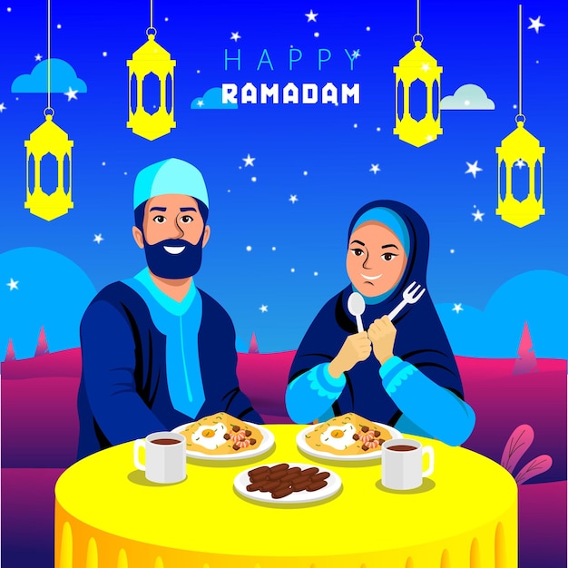 Vector de ilustración de diseño de cartel de Ramadán