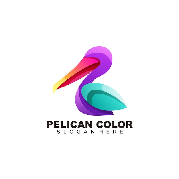 vector de ilustración de diseño colorido de logotipo de pelícano