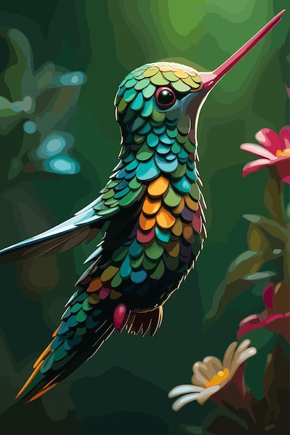 Un vector de ilustración de diseño de dibujos animados de colibrí