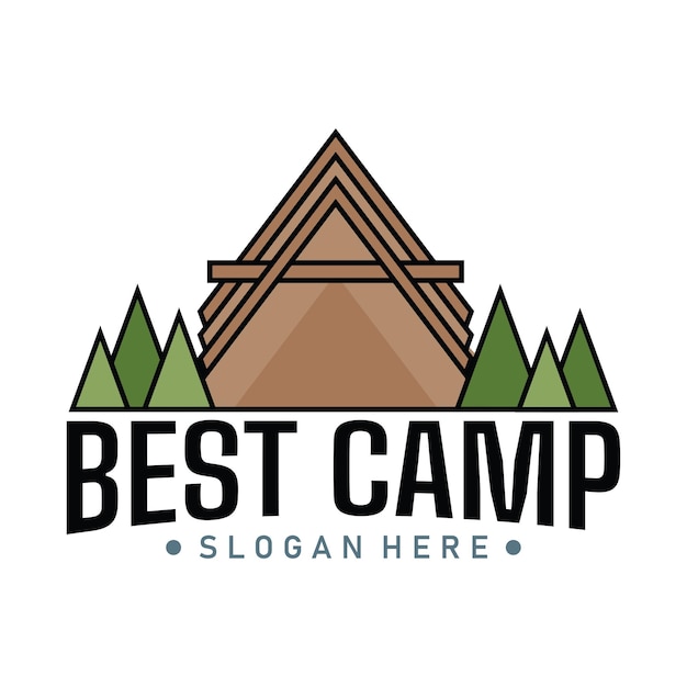 Vector de ilustración de diseño de logotipo de camping