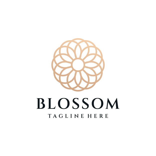 Vector de ilustración de diseño de logotipo de flor de lujo monograma.